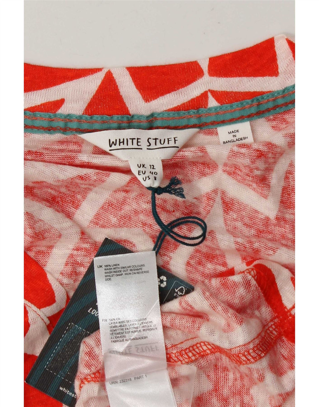 White Stuff Bluză Femei Top UK 12 Medium Red Geometric Line