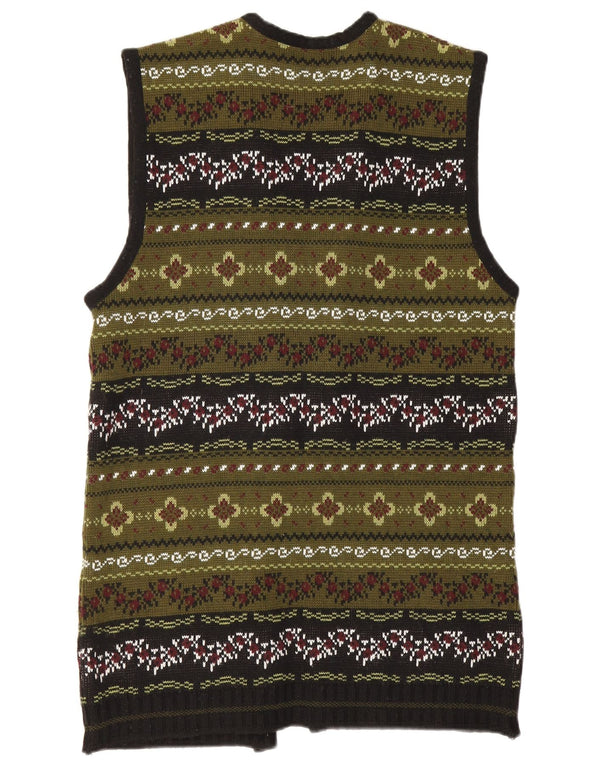Pulover cardigan fără mâneci cu paragate vintage pentru femei UK 12 verde mediu