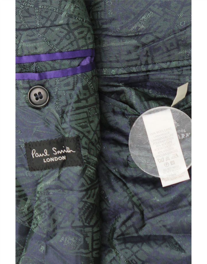 Sacou Paul Smith pentru bărbați, cu 3 nasturi, UK 40, mare, lână vichy, albastru