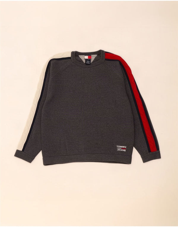 Tommy Hilfiger Womens Crew Neck Jumper Sweater UK 14 Medium Grey