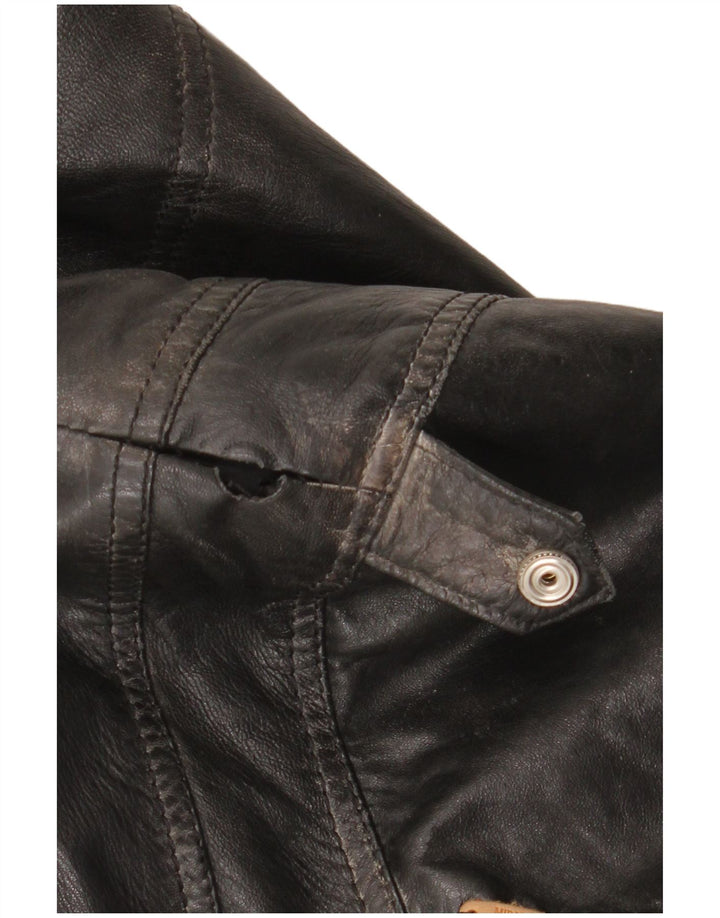 Jachetă de piele vintage pentru bărbați UK 42 XL din piele neagră