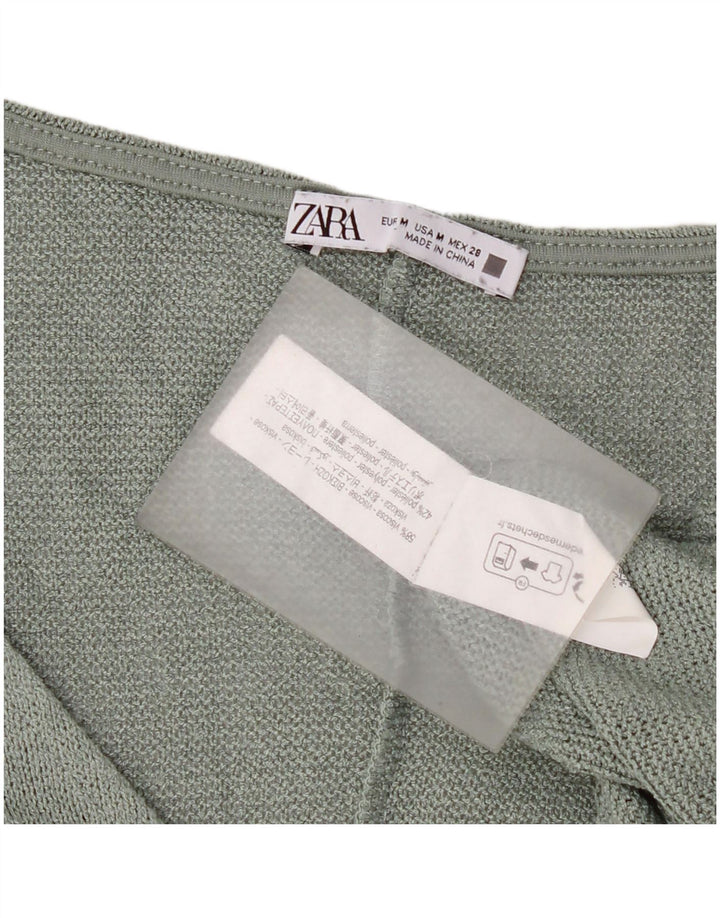 Top Crop oversize din tricot pentru femei Zara UK 14 Medium Green Viscose
