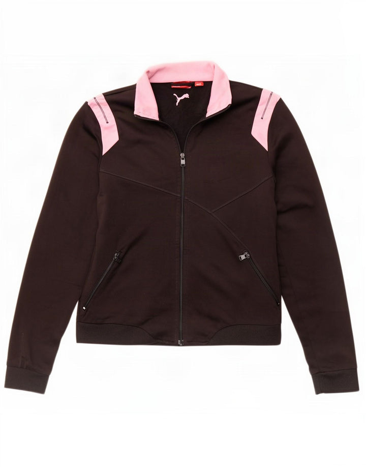 Jachetă de top pentru trening Puma pentru femei UK 10 Small Black Colorblock