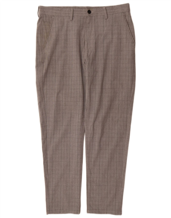 Pantaloni chino slim pentru bărbați Zara EU 42 Large W32 L30 Poliester cu carouri gri