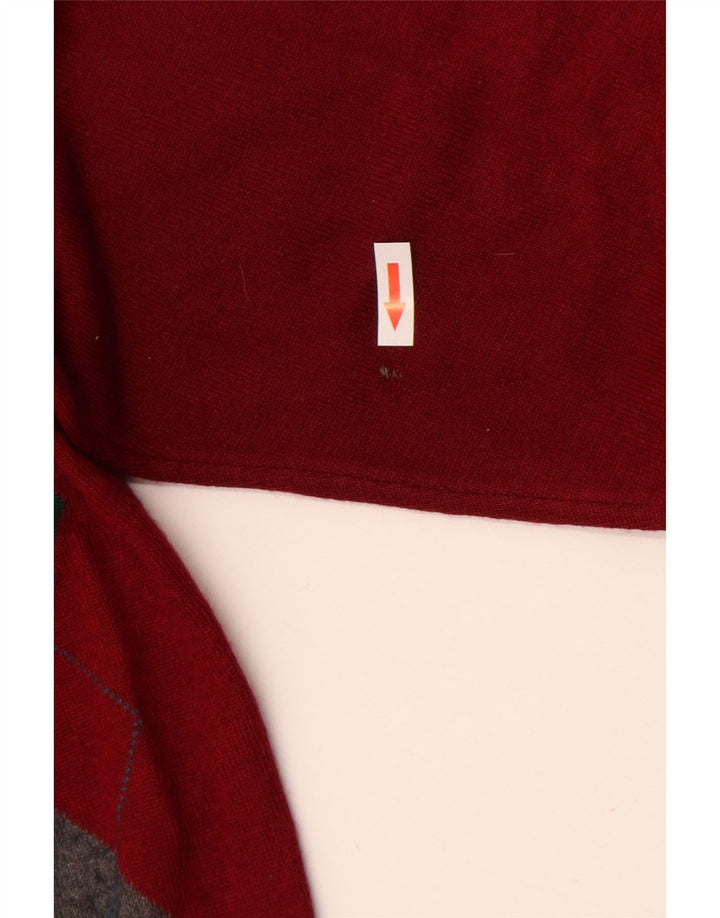 VINTAGE Pulover cu gât polo pentru bărbați, mare, roșu Argyle/Diamond