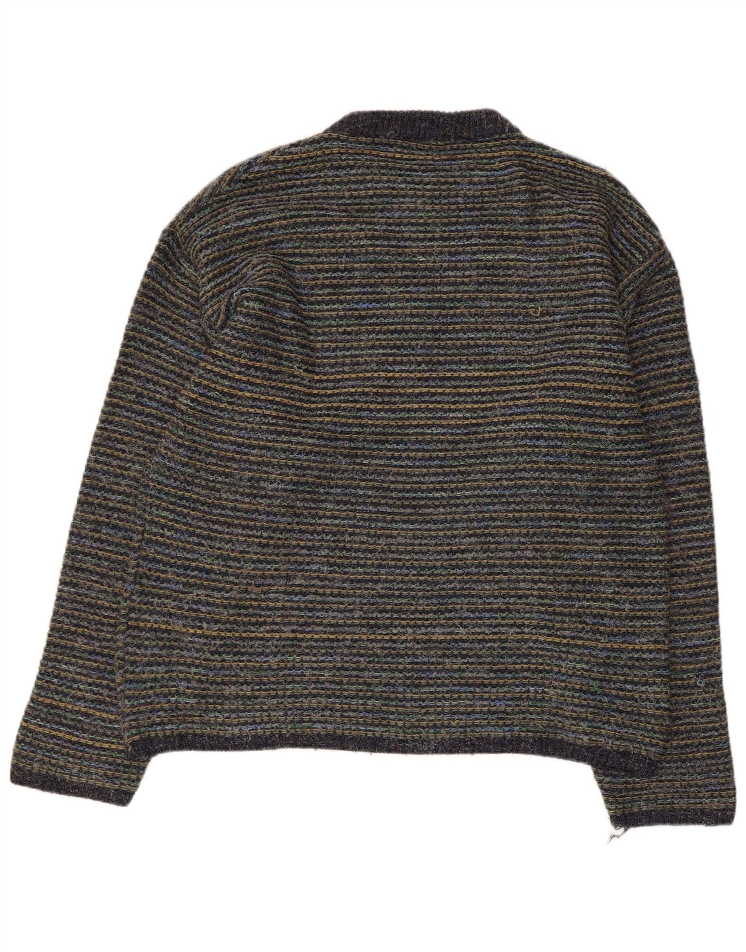Pulover vintage pentru bărbați cu gâtul turnat, lână mare, cu dungi, multicolore