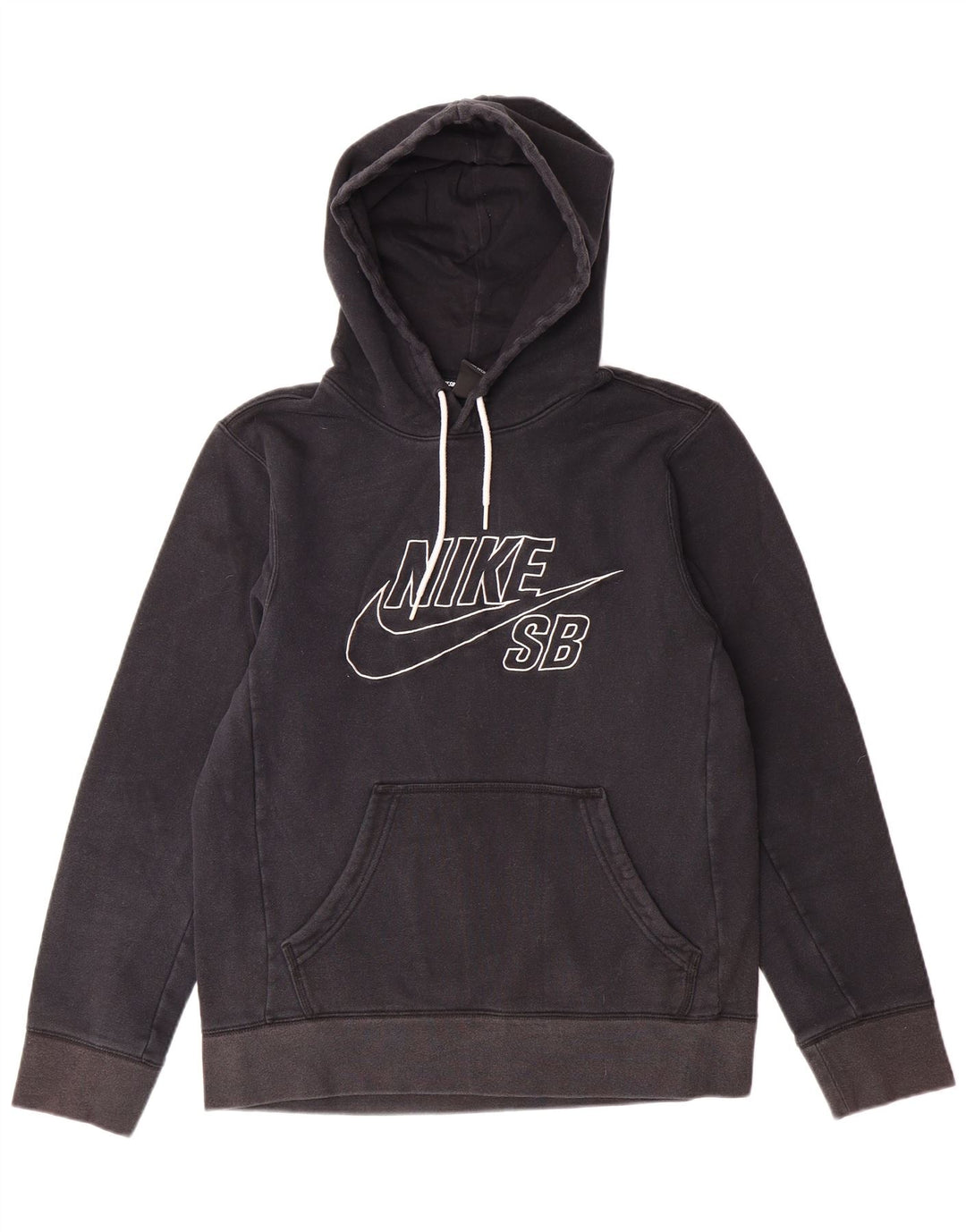 NIKE Mens Graphic Hoodie Jumper Small Black Cotton