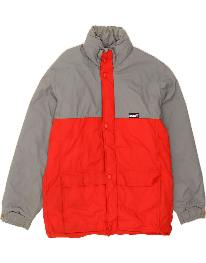 BAILO Mens Hooded Padded Jacket IT 48 Medium Red Colourblock Polyester Vintage Bailo and Second-Hand Bailo from Messina Hembry 