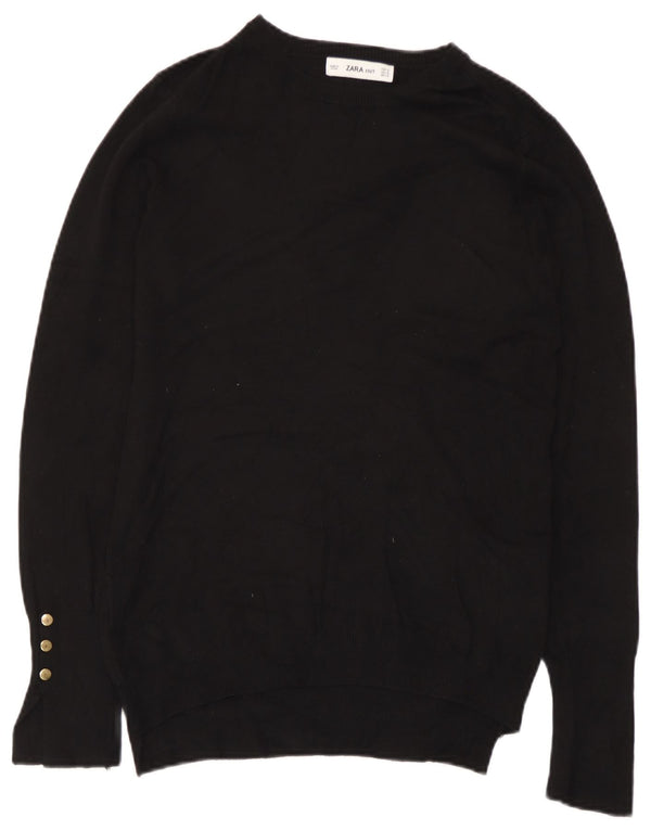 Pulover pentru femeie Zara cu gât de barcă UK 12 Medium Negru