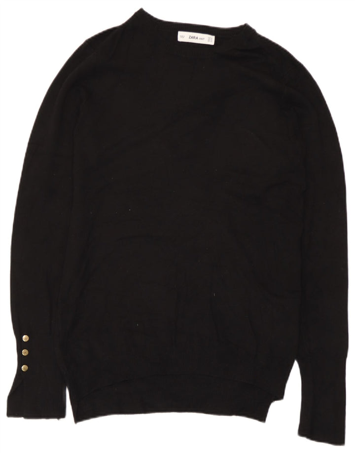 Pulover pentru femeie Zara cu gât de barcă UK 12 Medium Negru