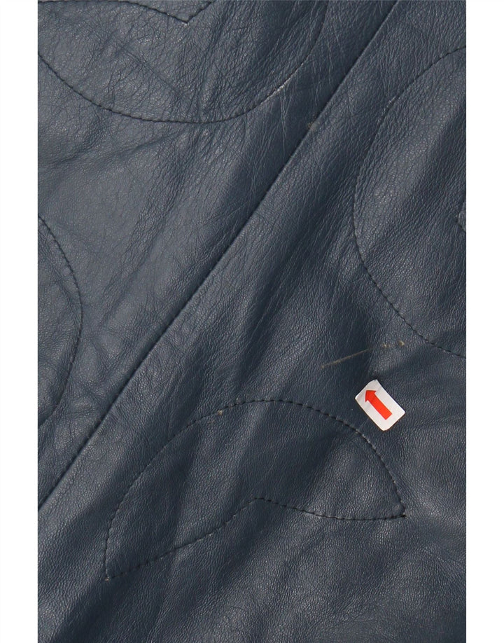 Jachetă de piele VINTAGE pentru femei IT 44 Medium Blue Leather