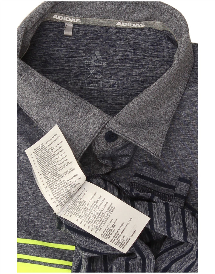 Tricou polo pentru bărbați Adidas XS bleumarin cu dungi din poliester