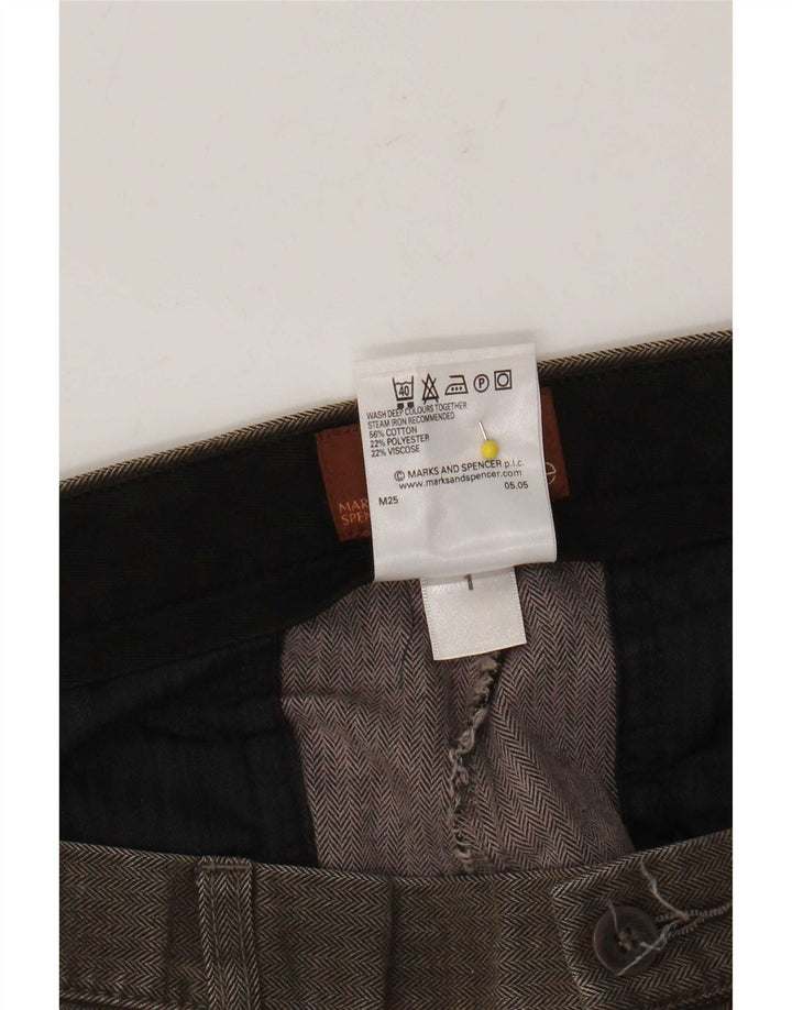 Pantaloni casual drepti pentru bărbați Marks & Spencer W34 L31 Brown Herringbone