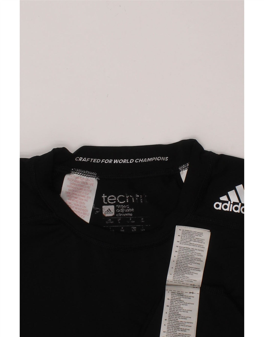 ADIDAS Boys Climalite Graphic T-Shirt Top 13-14 Years Black Polyester Vintage Adidas and Second-Hand Adidas from Messina Hembry 
