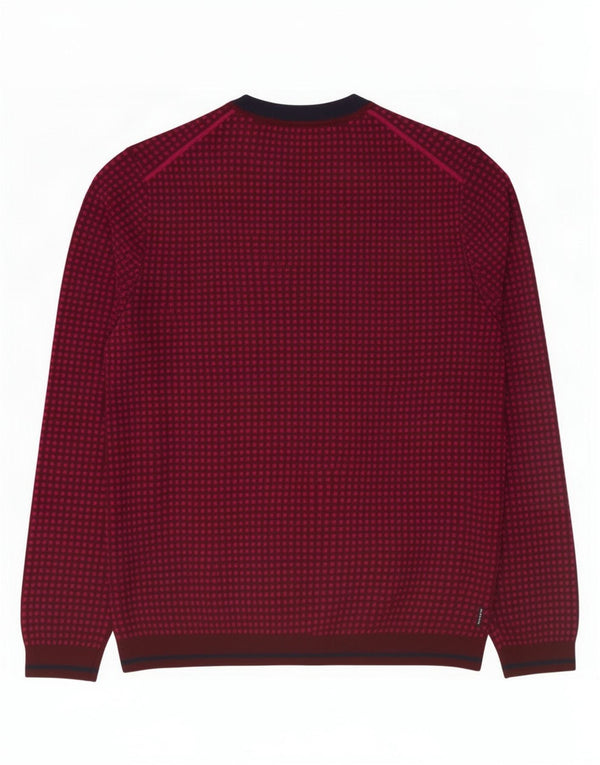 Pulover pentru bărbați Ted Baker cu decolteu rotund, mărime 4, lână cu pete burgundy mare