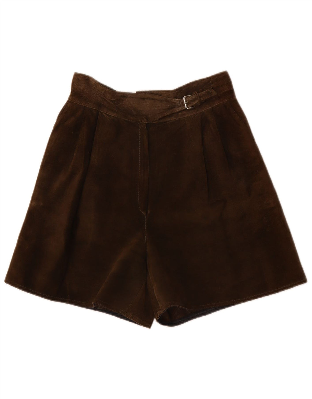 Pantaloni scurti chino din piele intoarsa cu talie inalta de dama vintage W26 maro mici