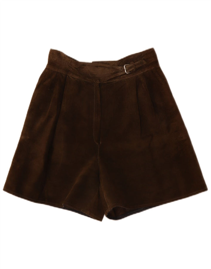 Pantaloni scurti chino din piele intoarsa cu talie inalta de dama vintage W26 maro mici