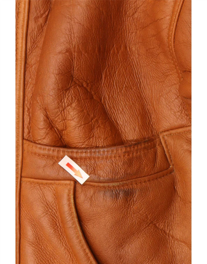 Vintage Mens 3 Button Shearling Jacket IT 48 Medium Brown Colorblock