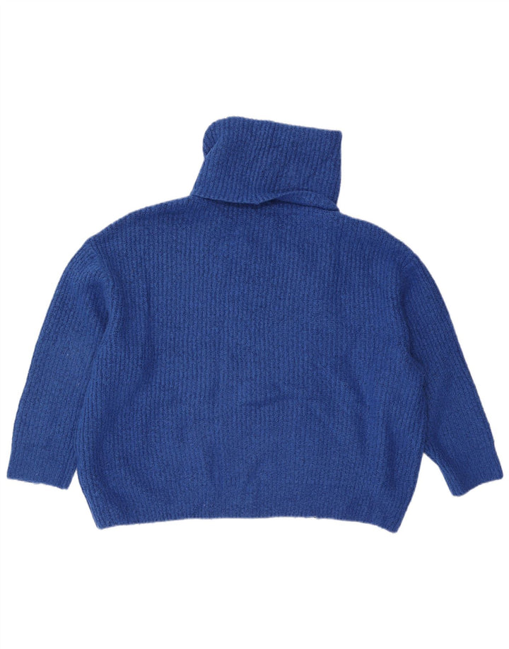 Pulover supradimensionat pentru femei Zara, cu gât rulat, UK 10 Mic, albastru acrilic