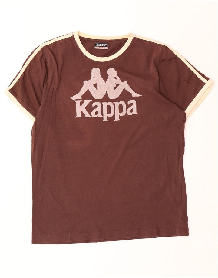 Tricou grafic pentru bărbați Kappa Top mare din bumbac maro