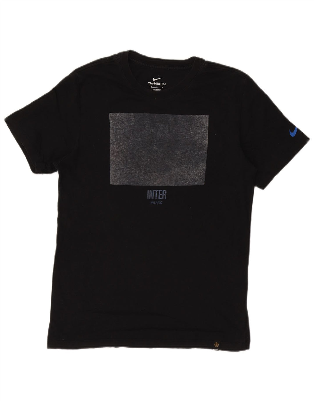 NIKE Mens Inter Milan Graphic T-Shirt Top Medium Black Cotton