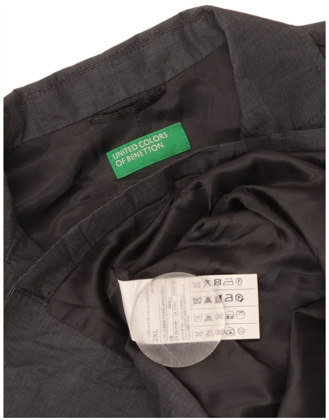 Sacou Benetton pentru băieți cu 3 nasturi 11-12 ani 2XL bumbac gri
