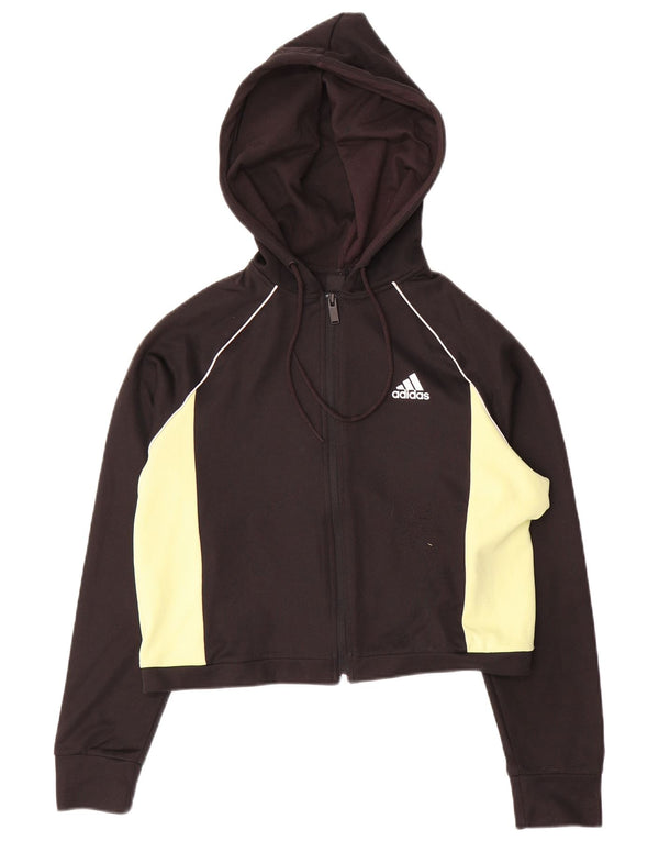 Pulover Adidas Crop Zip pentru femei UK 10 Small Black Colorblock