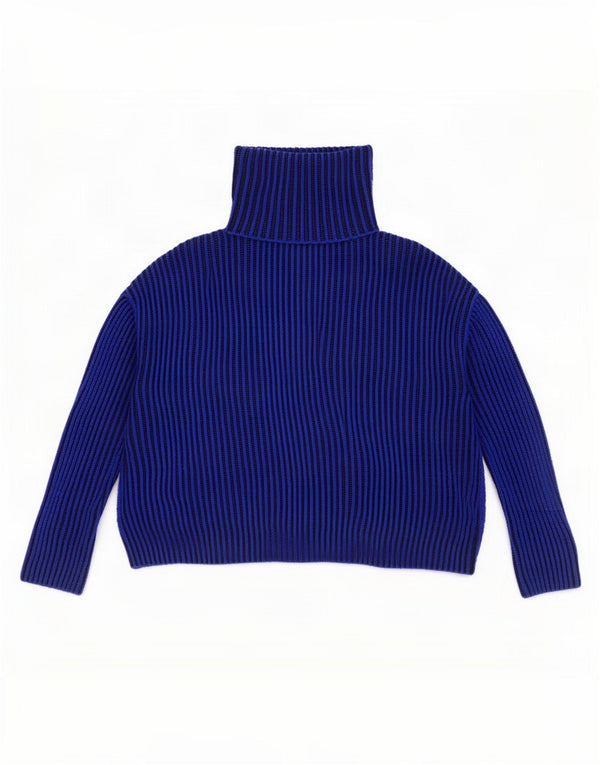 Pulover pentru bărbați Zara, supradimensionat, cu gât rulat, UK 14 Medium Blue Pinstripe