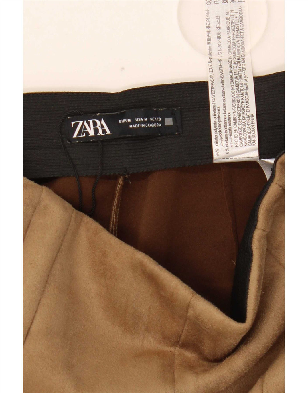 Pantaloni slim pentru femei Zara cu talie înaltă Mediu L28 L27 Maro Poliester
