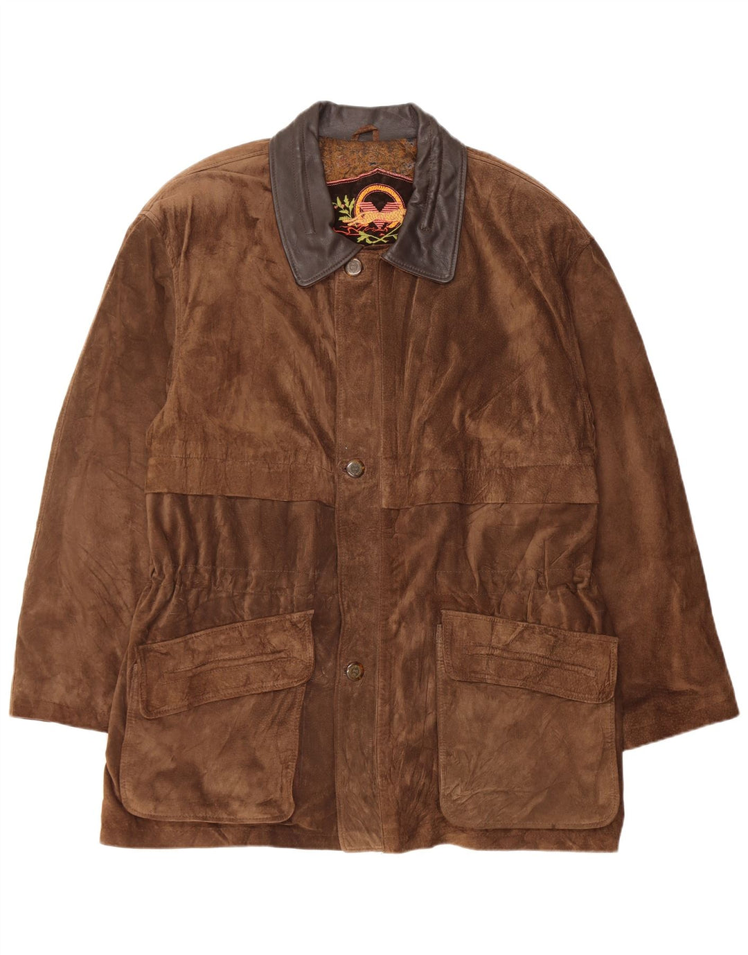 Jachetă vintage pentru bărbați din piele intoarsa IT 54 XL maro din piele
