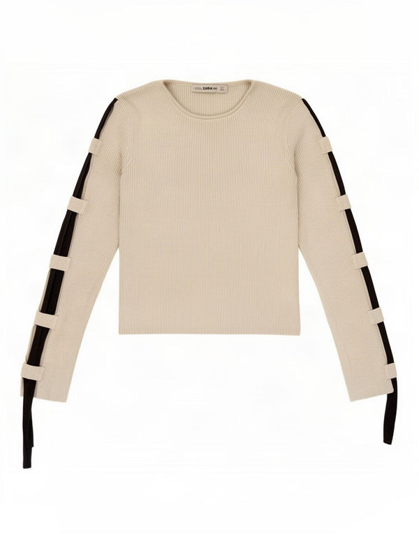 Crop Top pentru femei Zara cu mânecă lungă UK 8, mic, gri, viscoză