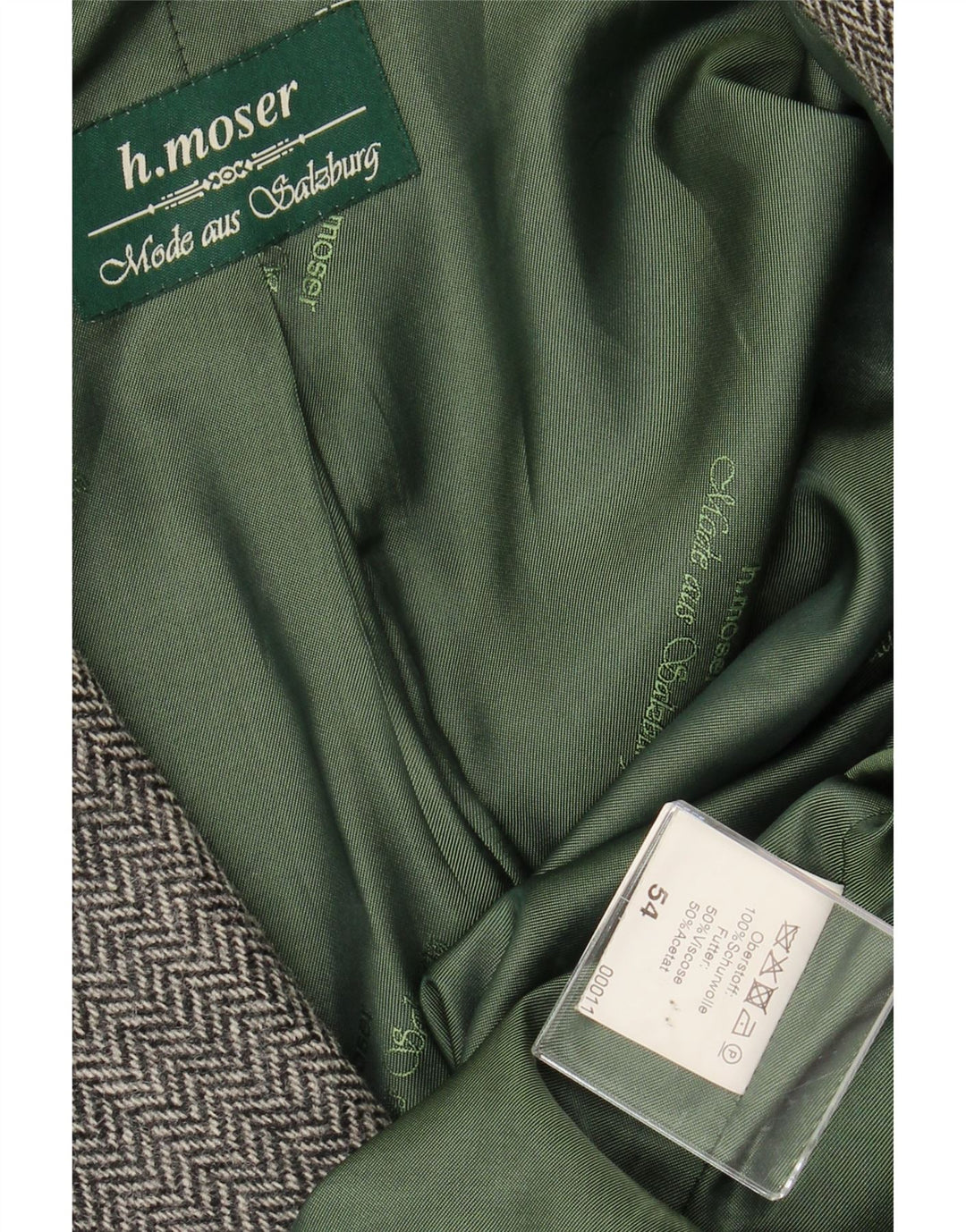 H.MOSER Jachetă pentru bărbați cu 3 nasturi EU 54 2XL Lână gri cu oase de pește