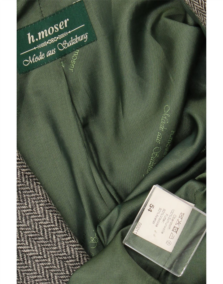 H.MOSER Jachetă pentru bărbați cu 3 nasturi EU 54 2XL Lână gri cu oase de pește