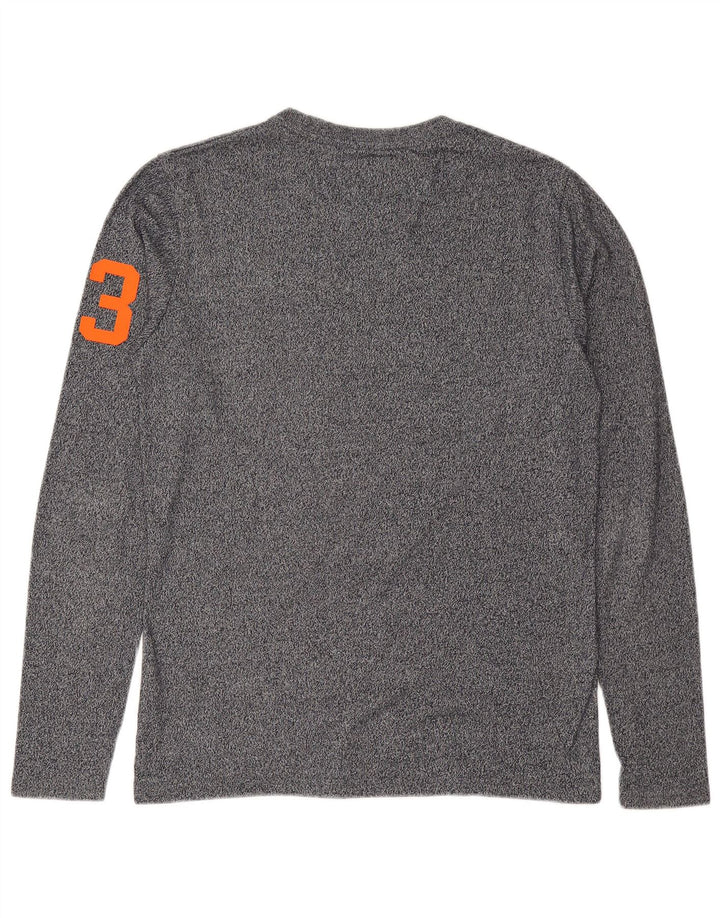 SUPERDRY Mens Graphic Top Long Sleeve Medium Navy Blue Flecked Cotton