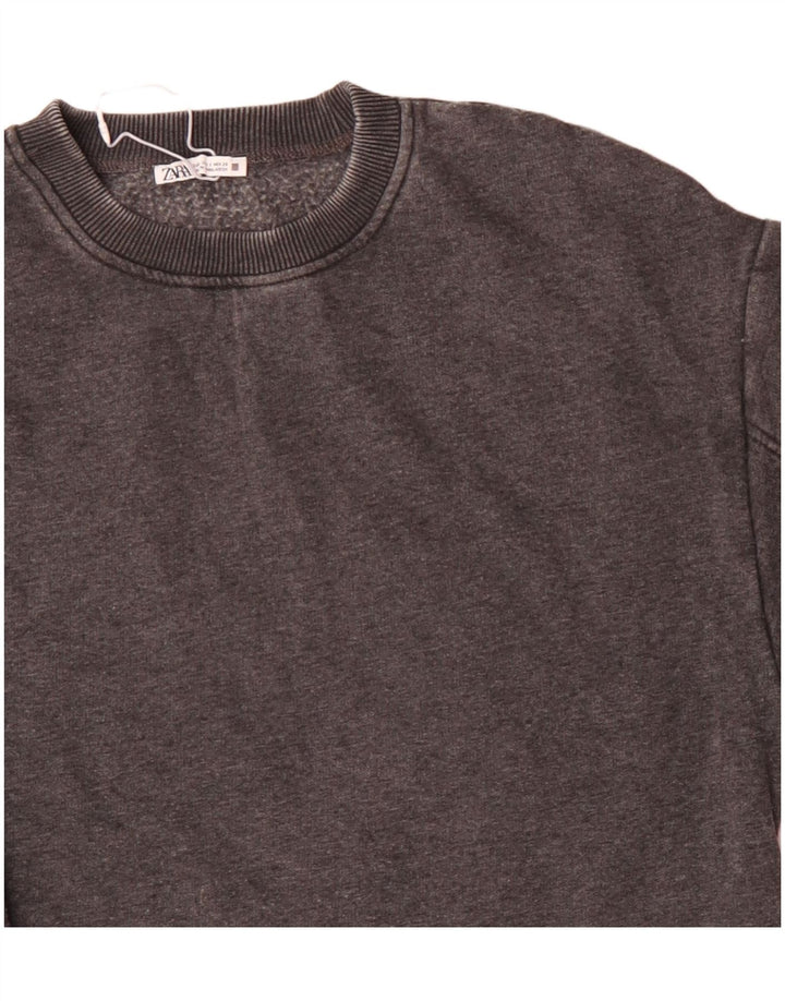 Pulover supradimensionat pentru femei Zara UK 10 mic bumbac gri