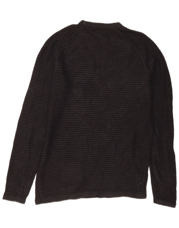 Jack & Jones Mens Crew Neck Jumper Sweater Medium Black Cotton