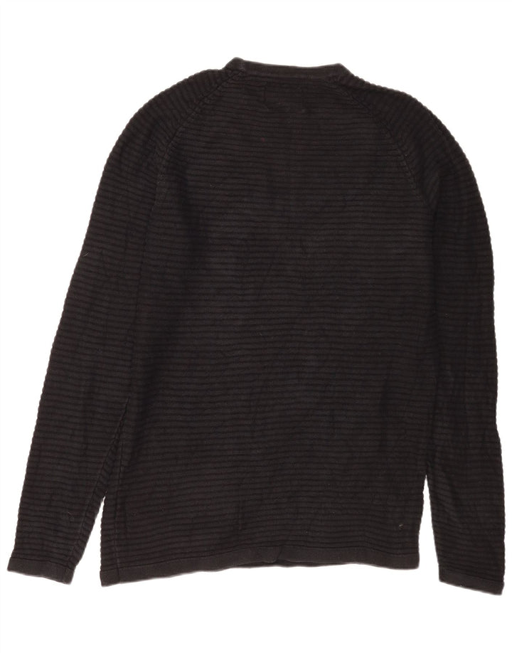 Pulover Jack & Jones pentru bărbați, cu gât crew, bumbac mediu negru