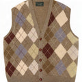 Cardigan fără mâneci Kerry Classics pentru bărbați XL Kaki Argyle/Diamond