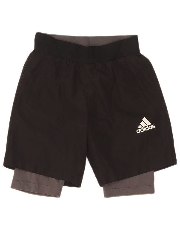 Pantaloni scurți sport adidas Climalite pentru băieți 9-10 ani poliester negru mic