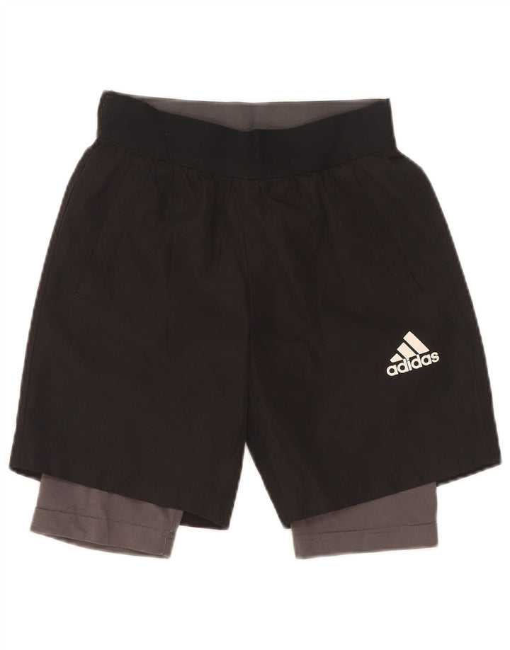 Pantaloni scurți sport adidas Climalite pentru băieți 9-10 ani poliester negru mic