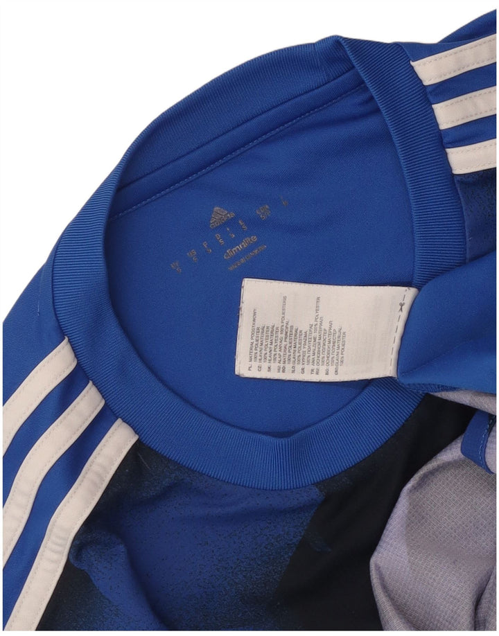 Tricou cu grafic Climalite Adidas pentru bărbați Top mic, albastru, poliester geometric
