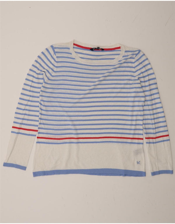 Crew Clothing Pulover pentru femei cu gât de barcă UK 16, mare, cu dungi albastre