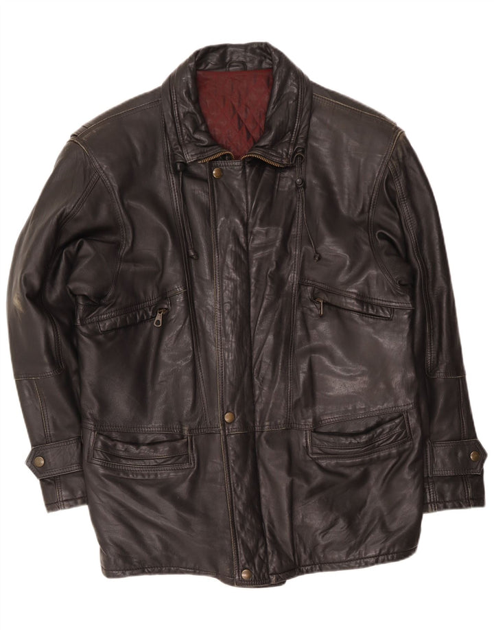Jachetă de piele vintage pentru bărbați IT 48 Medium Black