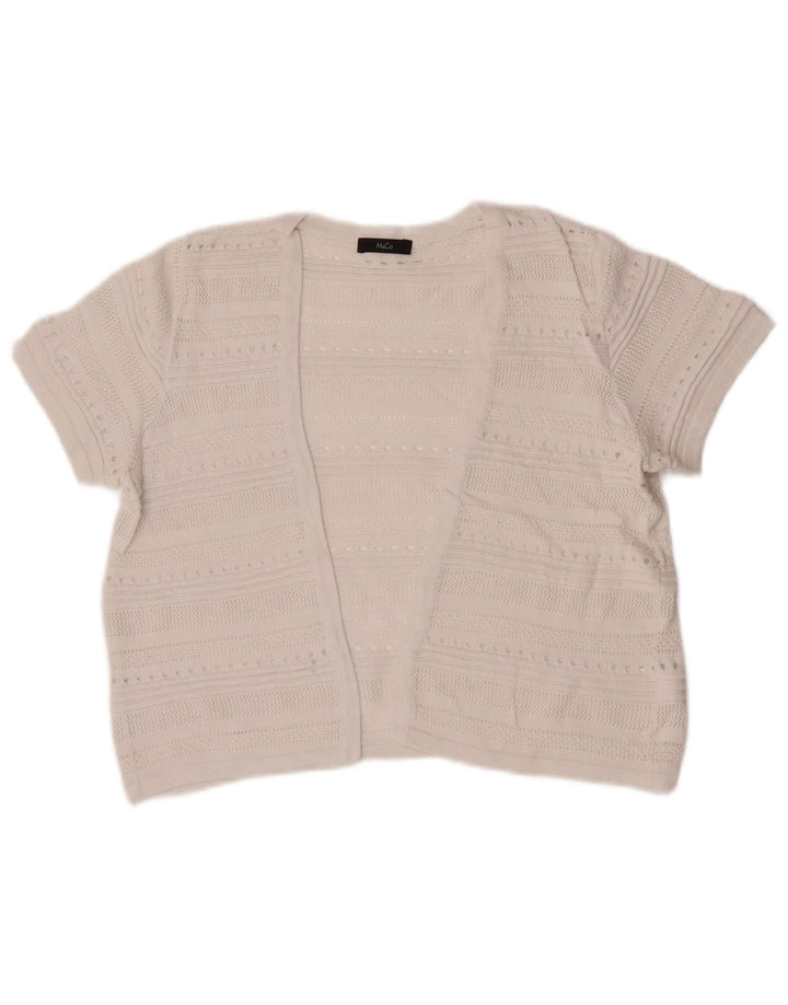 M&Co Pulover cardigan deschis cu mânecă scurtă pentru femei UK 12 Medium White
