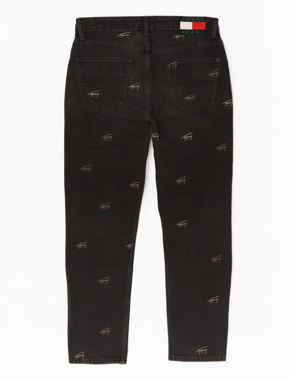 Tommy Hilfiger Womens Dad Crop Graphic Straight Jeans W30 L26 Black Cotton