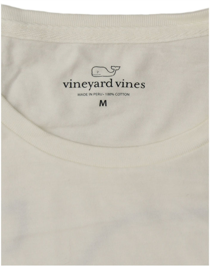 VINEYARD VINES Top grafic pentru bărbați cu mânecă lungă din bumbac alb mediu