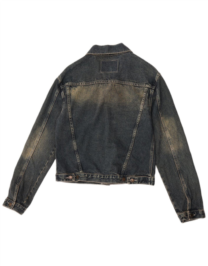 Jachetă de blugi vintage pentru femei UK 14 Medium Bluemarin Bumbac