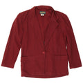 Jachetă vintage pentru femei cu 1 nasture, blazer supradimensionat UK 10, bumbac burgundy mic