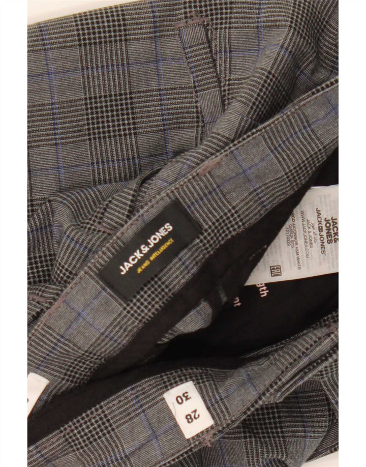 Pantaloni de costum Jack & Jones Marco Slim pentru bărbați L28 L30 poliester cu carouri gri