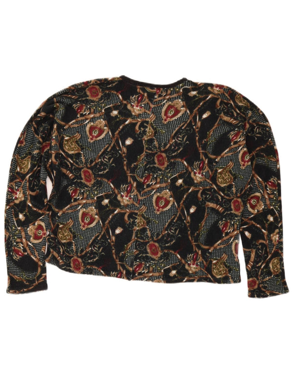 Top cu grafic crop vintage pentru femei cu mânecă lungă UK 16 mare negru